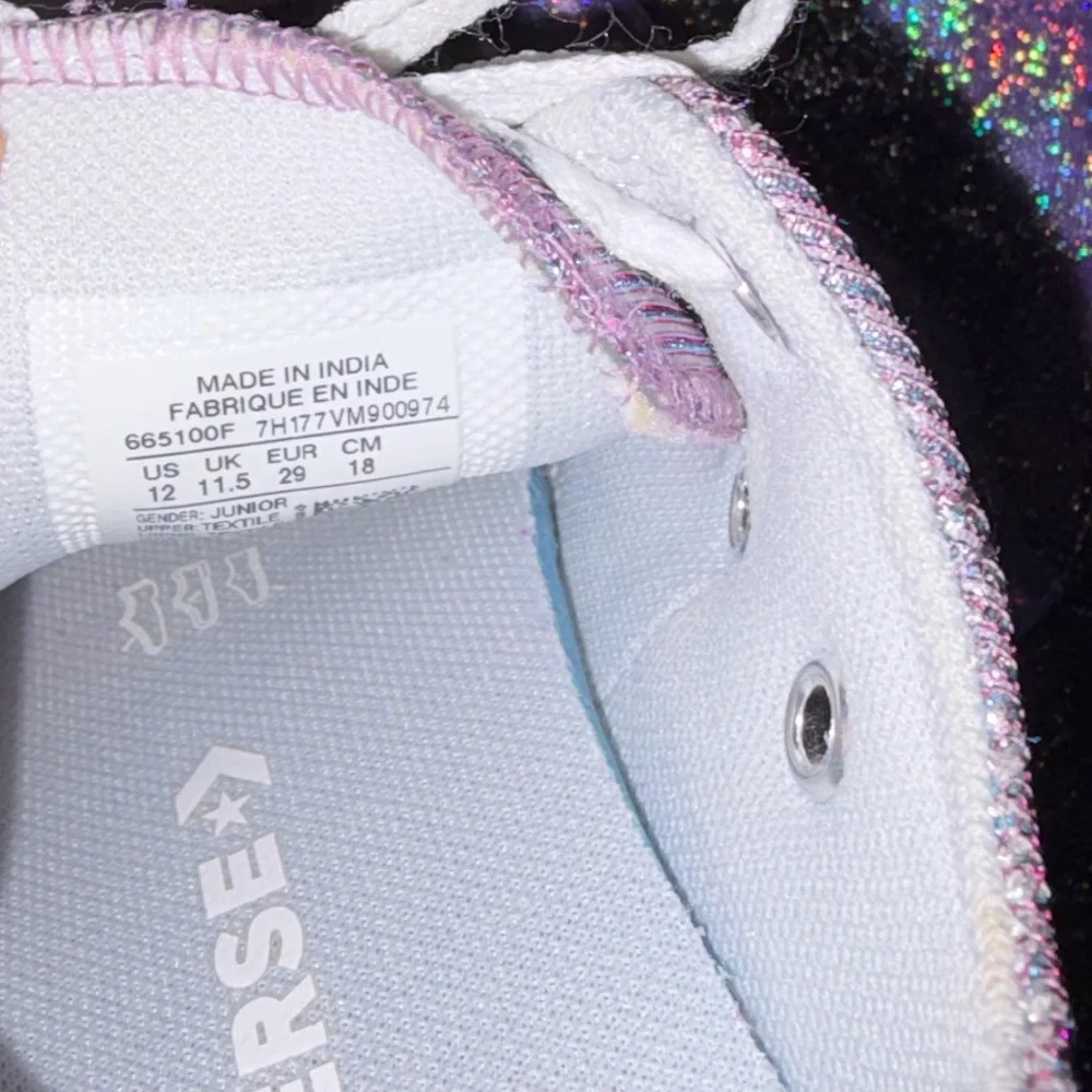 Girls Purple Glitter Converse